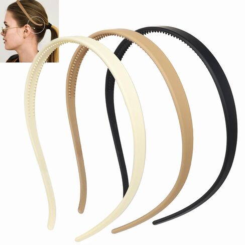 KOVOLITU 3 Pack Headbands Designed for Eyewear,Flex No Pressure Hairbands for Women Comfortable Plastic Headbands with Teeth-Matte Finish in Saudi Arabia