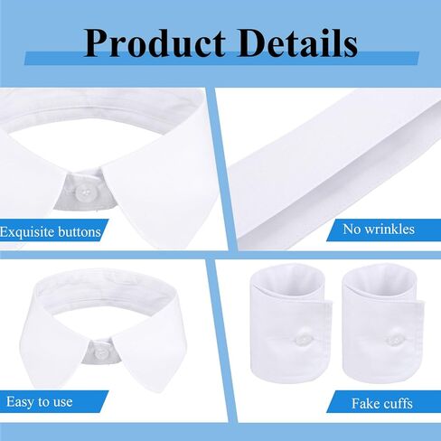 Josojoou 3 PCS Collars for Women, Fake Collar And Fake Cuffs, Detachable Dickey Collar for Women (White) in Saudi Arabia