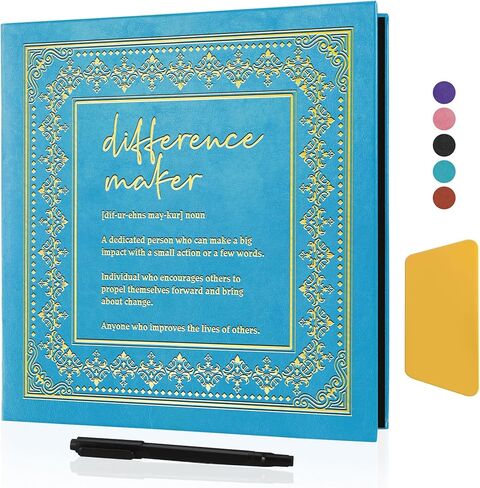 Difference Make Definition Leather Photo Album,Magnetic Self-Stick Page Photo Album,Family Album,Hand Made DIY Albums Holds 3x5, 4x6, 5x7, 6x8 Photos (light blue-difference make D) in Saudi Arabia