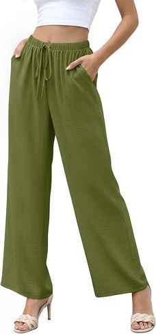 نساء عالي الخصر سراويل غير رسمية مرنة الساق الساق الصيفية شاطئ الشاطئ سراويل القصر مع جيوب مريحة خفيفة الوزن in Kuwait