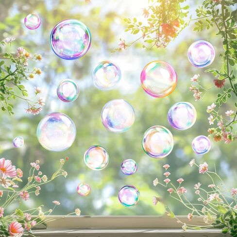 Cartoon Fantasy Colorful Bubble Print Window Stickers Suitable for Room Living Room Glass Sticker Decoration Removable Static Stickers in Saudi Arabia