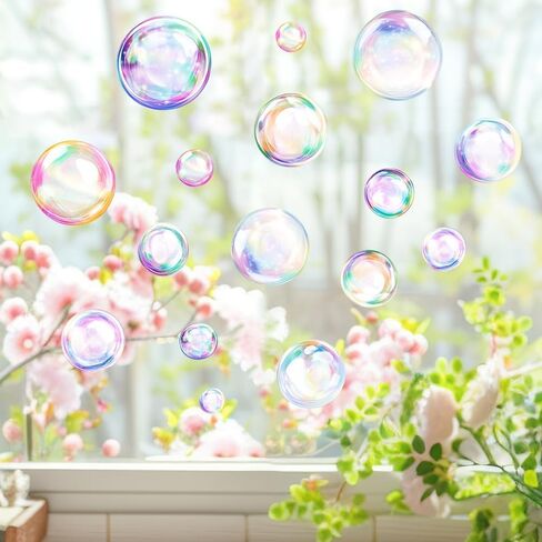 Cartoon Fantasy Colorful Bubble Print Window Stickers Suitable for Room Living Room Glass Sticker Decoration Removable Static Stickers in Saudi Arabia
