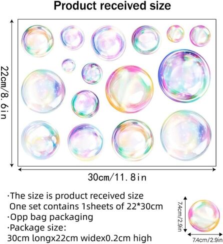 Cartoon Fantasy Colorful Bubble Print Window Stickers Suitable for Room Living Room Glass Sticker Decoration Removable Static Stickers in Saudi Arabia