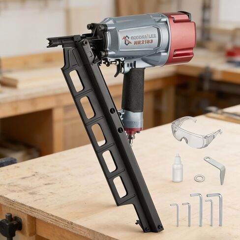 NR2183 Framing nailer 21 Degree Plastic Strip Nailer 2-Inch up to 3-1/4-Inch Plastic Collated Full Head Framing Nails Aluminum Magazine Light Weight Fast Speed Navy Blue in Saudi Arabia