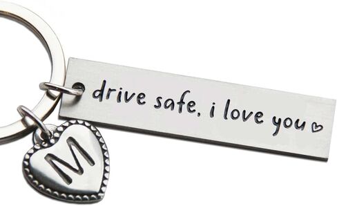 Personalized Initial Key Chain Gift, Drive Safe I Love You, Valentine's Gift, New Driver, to Boyfriend, First Car Key Chain in Saudi Arabia