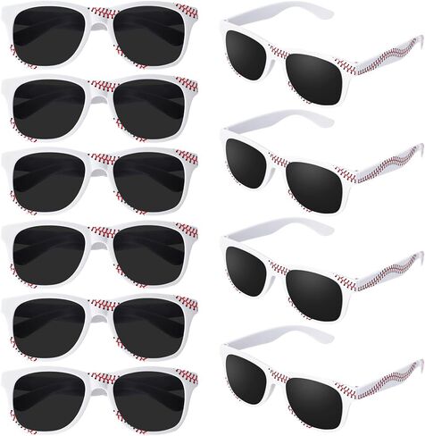 10/20 PCS Baseball Sunglasses White Red Frame Plastic Sunglasses Baseball Team Gifts for Sport Birthday Party Favors in Kuwait