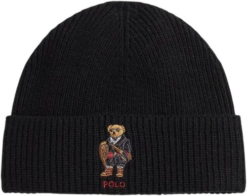POLO RALPH LAUREN Men's Holiday Bear Beanie, One Size,Black in Saudi Arabia