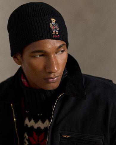 POLO RALPH LAUREN Men's Holiday Bear Beanie, One Size,Black in Saudi Arabia