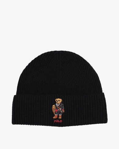 POLO RALPH LAUREN Men's Holiday Bear Beanie, One Size,Black in Saudi Arabia