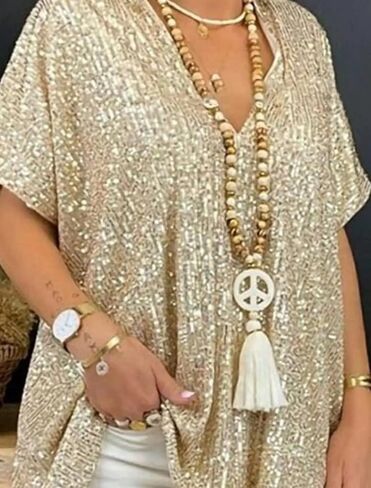 Gidionluck Women's Sequin Open Front Blazer Long Sleeve Cardigan Jacket Shiny plus size in Saudi Arabia