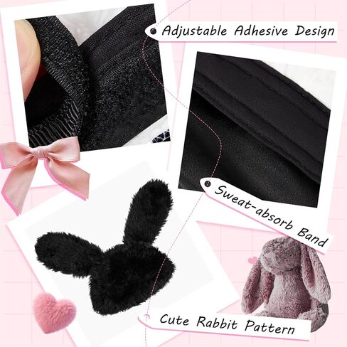 Shyyween 2 Pack Y2k Furry Beanie Winter Bunny Ears Hat for Women Fluffy Warm Beanie Cap for Indoor Outdoor Festival Easter Birthday Party Gift, White, Black in Saudi Arabia