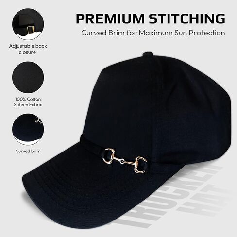 Vintage-Style Trucker Hat for Women, Cute, Cotton, Dressy or Equestrian Hat with Horsebit, Gorras para Mujer Black in Saudi Arabia