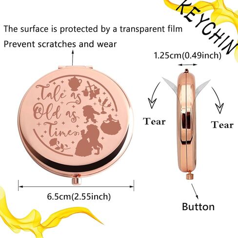 مرآة جيب أميرة الجمال من KEYCHIN، مرآة هدايا الأميرة الوردية، حكاية قديمة قدم الزمن، مرآة مكياج صغيرة الحجم، فيلم خيالي (حكاية قديمة-RG) in Kuwait