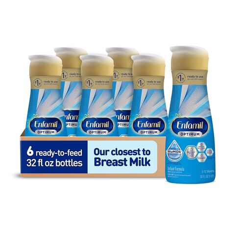Enfamil Optimum Baby Formula, Our Closest Formula to Breast Milk, Brain-Building DHA, Immune-Supporting LnNT, Ready to Feed, Baby Milk, 32 Fl Oz, Pack of 6 in Saudi Arabia