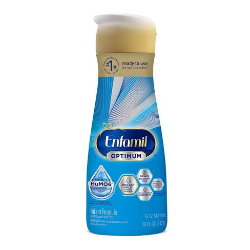 Enfamil Optimum Baby Formula, Our Closest Formula to Breast Milk, Brain-Building DHA, Immune-Supporting LnNT, Ready to Feed, Baby Milk, 32 Fl Oz, Pack of 6 in Kuwait