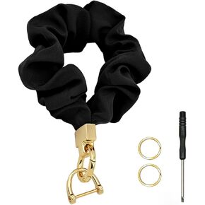 Scrunchie Wristlet Keychain for Women Men, Cute Stretchy Wrist KeyChain for Car Keys with 3 Keyrings and 1 D ring in Kuwait