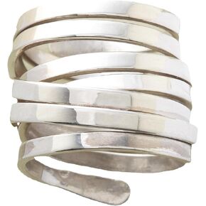 DOCCESTU خاتم نسائي مكدس من الفضة الإسترليني متعدد الصفوف ملفوفة خاتم مصنوع يدويًا ملفوف حلقة متداخلة ملفوفة سلك شخصي ملفوف الفرقة in Kuwait