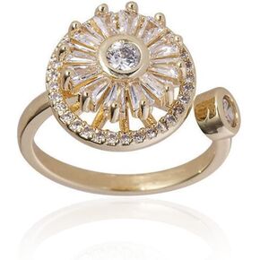 dsmrosp Gold Crystal Anxiety Relief Spinning Ring,Spinning Fidget Anxiety Ring,Spinning Enamel Rings,Women'S Adjustable Open Ring Discreet Calming Gift in Saudi Arabia