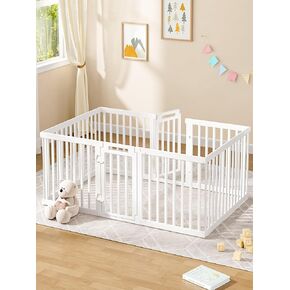 VBABY Baby Playpen for Babies and Toddlers, 66" x 51" Plastic Baby Play Pen for Toddler 1-3, 12 Panels Large Baby Play Yard, Indoor & Outdoor Baby Fence, White in Kuwait