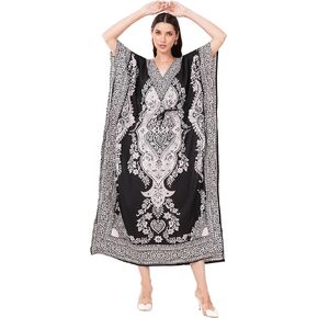 الخيوط الإلهية-طباعة الكافتان النسائية/تغطية الشاطئ/زائد الحجم V-neck فستان Kimono Maxi in Kuwait