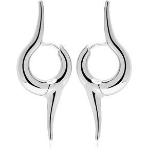 Premium Quality | 18K Platinum Plated Spike Hoop Earrings For Women | Lightweight & Comfortable | Haute Couture Aesthetics | Pump Up The Gem | US Brand | in Saudi Arabia