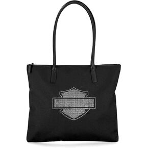 Harley-Davidson Women's Open Bar & Shield Rhinestone Flat Tote Bag, Black in Saudi Arabia
