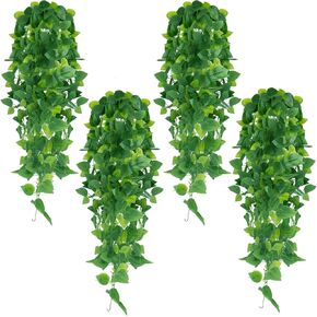 Beksodi 2pcs Artificial Hanging Plants, 3.6FT Fake Hanging Plants, Faux Pothos Vines Hanging Plant Greenery, Fake Ivy Vine for Wall House Room Indoor Outdoor Decoration (No Baskets) in Saudi Arabia