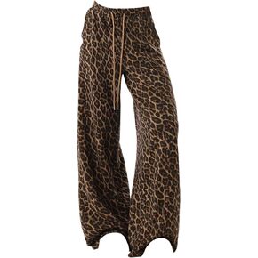Floerns Women's Plus Size Cheetah Drawstring Waist Straight Leg Sweat Pants Athletic Sweatpants in Saudi Arabia