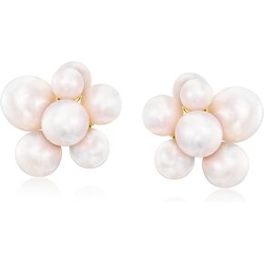 Ross-Simons 3-6mm Cultured Pearl Cluster Earrings in 18kt Gold Over Sterling in Saudi Arabia