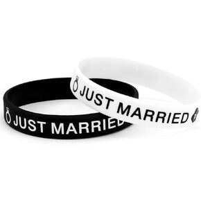 Srotmirw Just Married الأوسمة العروس والعريس سوار للمتزوجين حديثا هدية زينة الزفاف أساور الزفاف اكسسوارات شهر العسل الأبيض والأسود in Kuwait