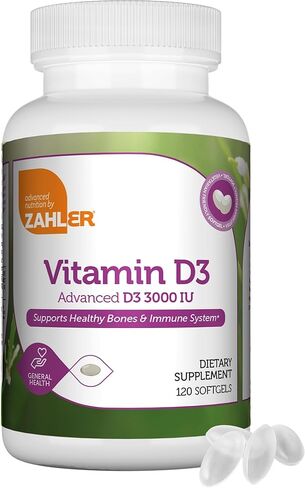 Zahler Junior D3 Vitamins 1000 IU - Chewable Vitamin D3 for Kids - Vitamin D for Kids to Support Bone, Teeth & Immune Health - Kosher Kids Vitamin D3 Orange Flavor - D3 Vitamins for Kids 250 Count. in Kuwait