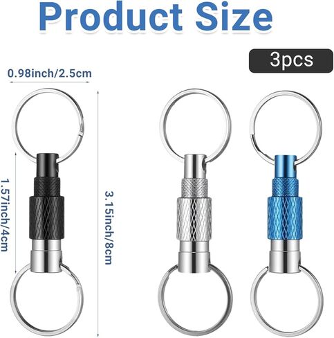 SynHHergyx 3 PCS Quick Release Keychain, Detachable Key Ring Quick Release Disconnect Keychain Heavy Duty Car Key Holder Metal Safety Keychains for Men Women in Saudi Arabia