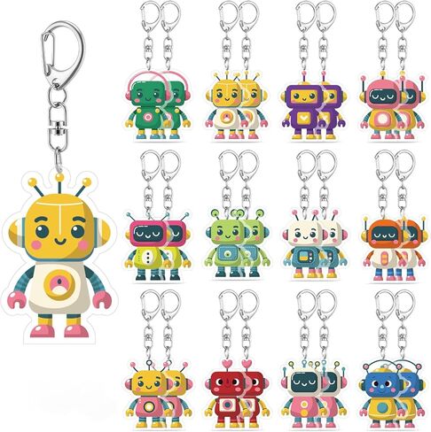 24pcs Robot Keychain Gifts Cartoon Robot Key Chains Bulk for Robots Themed Birthday Party Favors Decorations Car Keys Purse Packpack Bag Classroom Rewards Cute Keychain Gifts for Robot Lover Teacher in Saudi Arabia