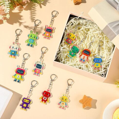 24pcs Robot Keychain Gifts Cartoon Robot Key Chains Bulk for Robots Themed Birthday Party Favors Decorations Car Keys Purse Packpack Bag Classroom Rewards Cute Keychain Gifts for Robot Lover Teacher in Saudi Arabia