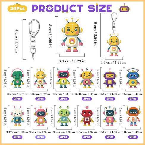 24pcs Robot Keychain Gifts Cartoon Robot Key Chains Bulk for Robots Themed Birthday Party Favors Decorations Car Keys Purse Packpack Bag Classroom Rewards Cute Keychain Gifts for Robot Lover Teacher in Saudi Arabia
