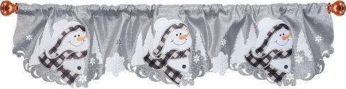 Simhomsen Embroidered Silver Snowflakes Kitchen Window Curtain Valance W 57 × L 14 Inches, Christmas Holidays Decorations (Snowman Silver) in Saudi Arabia