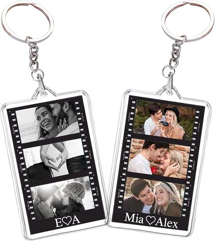 NAZENTI Personalized Valentine Acrylic Photo Keychain, Photo Frame Couple Keychains, Custom Girlfriend Gifts for Valentines in Saudi Arabia