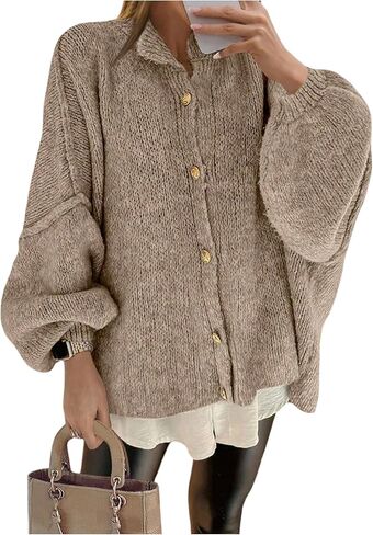 SOLY HUX Women's Button Down Cardigan Sweater Long Sleeve Chunky Knit Loose Casual Outerwear in Saudi Arabia