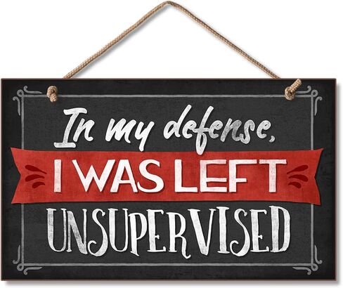 لوحة جدارية خشبية معلقة من CounterArt In My Defence I Was Left دون إشراف، مقاس 9.5 بوصة × 5.75 بوصة مصنوعة في الولايات المتحدة الأمريكية وتتميز بشماعة حبل مضفرة in Kuwait