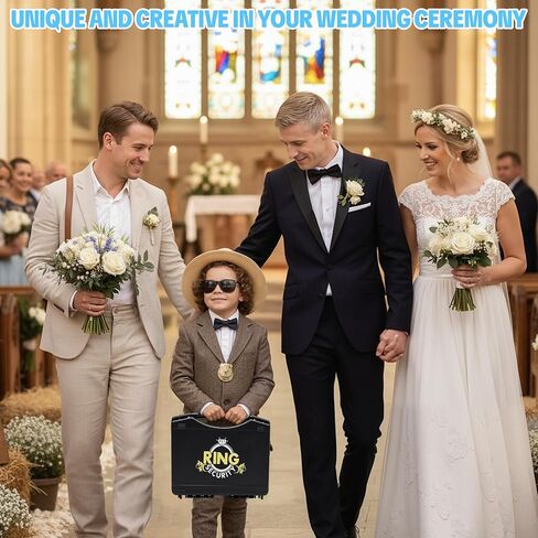 Ring Security Wedding Ring Bearer Briefcase-Padded Slits Holder,Bearer Gifts Security Box for Proposal Ceremony Wedding Day,Special Agent Guard Protector Case for Boys Kids(Pp Suitcase) in Saudi Arabia