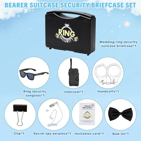 Ring Security Wedding Ring Bearer Briefcase-Padded Slits Holder,Bearer Gifts Security Box for Proposal Ceremony Wedding Day,Special Agent Guard Protector Case for Boys Kids(Pp Suitcase) in Saudi Arabia