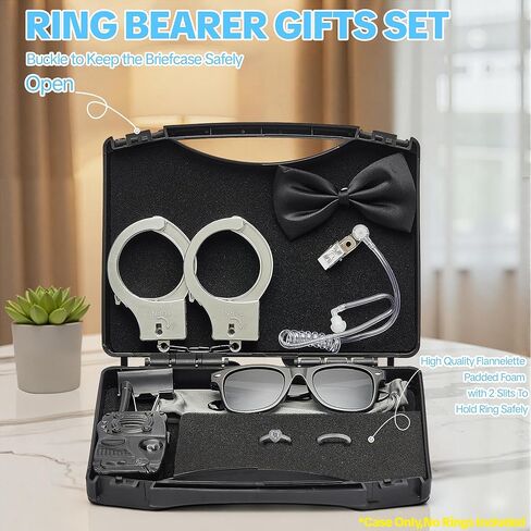 Ring Security Wedding Ring Bearer Briefcase-Padded Slits Holder,Bearer Gifts Security Box for Proposal Ceremony Wedding Day,Special Agent Guard Protector Case for Boys Kids(Pp Suitcase) in Saudi Arabia