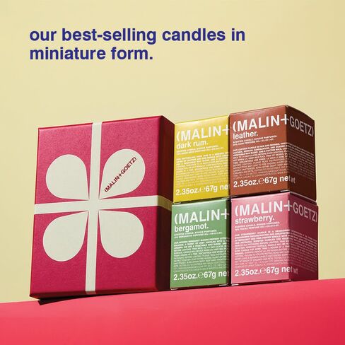 Malin+Goetz Scented Candle Set | Hand-Poured Soy Wax with Unique Fragrance Blends | Clean-Burning, Vegan & Cruelty-Free | Bergamot, Strawberry, Rum & Leather | Scent The Mood Votive Set. in Saudi Arabia