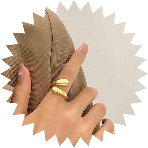 Iaceble Minimalist Chunky Dome Ring Thick Metal Wrap Ring Polished Adjustable Gold Ring Twisted Open Finger Rings Stackable Geometric Finger Ring Statement Ring Jewelry for Women in Saudi Arabia