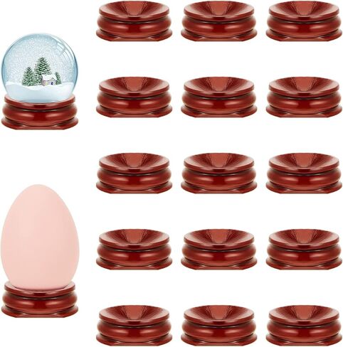 Taiyin 15 Pcs Baseball Stand Game Balls Display Holder 1.6 Inch Egg Crystal Holder Sphere Stand Wooden Decorative Egg Ball for Stones Softball Base Display Pedestals Globe Decor in Saudi Arabia