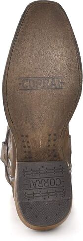 حذاء رعاة البقر بتفاصيل منسوجة بنية اللون ومقدمة مربعة ضيقة للرجال من شركة Corral Boot Company LLC in Saudi Arabia