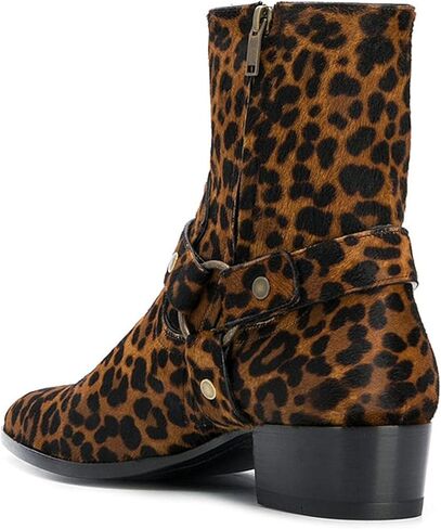 Santimon Men’s Top-Grain Leather Harness Chelsea Boots – Western Cowboy Ankle Boots with Side Zipper, Suede & Smooth Leather Options for Casual, Motorcycle, Party & Everyday Wear in Saudi Arabia