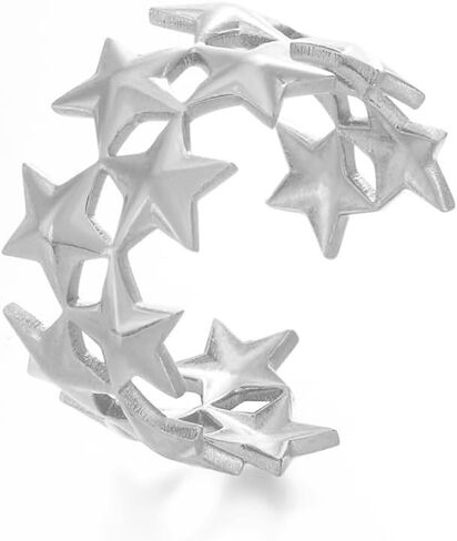 Cute Star Open Eternity Promise Rings for Women Men Stainless Steel Adjustable Finger Knuckle Statement Ring Dainty Luck Star Stackable Wedding Middle Band Minimalist Comfort Fit Fashion Jewelry in Saudi Arabia