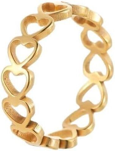 Mnblkjpoi Size 5 Fashion Gold Plated Rings for Women Trendy, Waterproof Dainty Hollowed Band Ring, Cute Statement Finger Ring Jewelry Gifts for Bestie. in Saudi Arabia