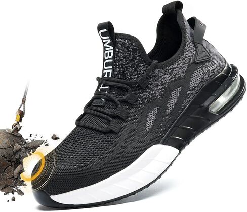 Hogent Steel Toe Shoes for Men Women - Lightweight Breathable Safety Sneakers - Puncture Proof Work Shoes for Construction Warehouse, Black in Saudi Arabia